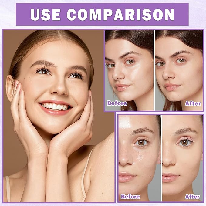 AIUEO Lavender Matte Setting Powder Sunscreen Powder Oil Control Blurring Pressed Powder Refreshing and Comfortable Purple Face Powder Makeup, Polvo Compacto De Maquillaje-BrightBean Baby