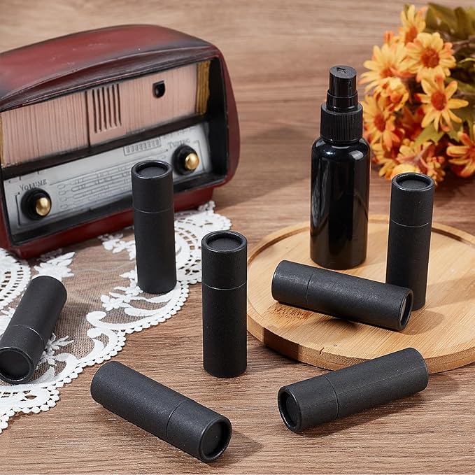 NICENEEDED 15 Pcs Paperboard Lip Balm Tubes, 0.4 Oz Kraft Paper Lipstick Tube, Cardboard Empty Deodorant Container Solid Perfume Tube Cosmetic Box for DIY Chapstick Deodorant Crayon-BrightBean Baby