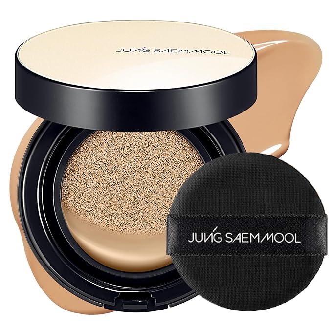 JUNG SAEM MOOL Essential Skin Nuder Cushion 25W Latte 0.49 Fl Oz, No Refill, Natural Radiant Finish Cushion Foundation with Buildable Coverage, Lightweight Texture, Korean Foundation Makeup-BrightBean Baby