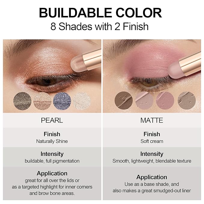 FV Cream Shimmer Eyeshadow Stick,Long Lasting & Waterproof, Multi-Use & High Pigment Eyeshadow Makeup Stick, Champagne Shimmer