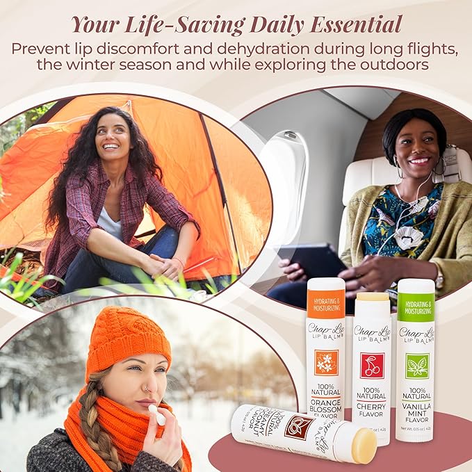 100% Natural Lip Balm Set, Hydrating and Moisturizing Beeswax Natural Flavor Assortment, Lip Moisturizer for Dry Lips, Cocoa Butter, Petroleum Free, 24 Count, 2Pack-BrightBean Baby