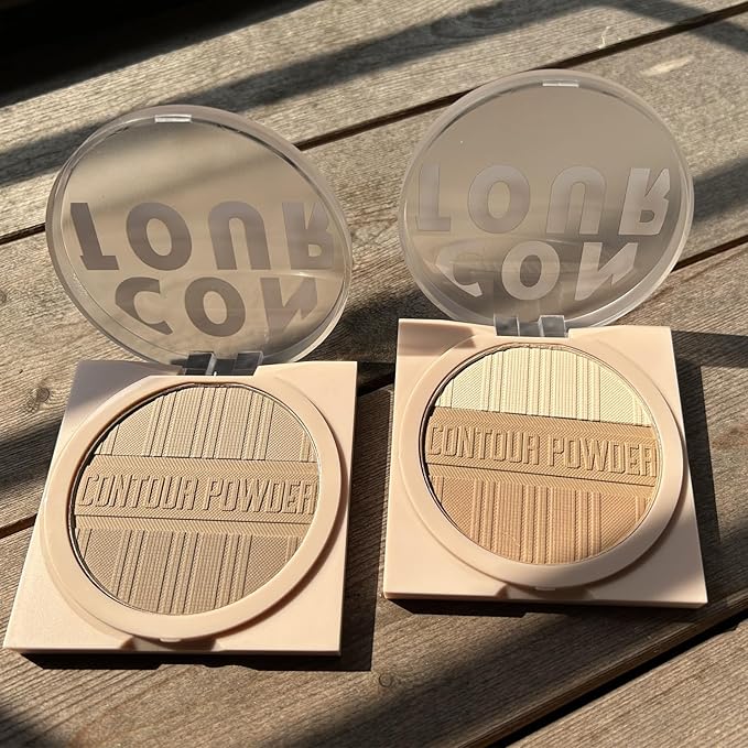 Contour Powder Makeup Palette Matte Face Sculpting Shading Silky Smooth Tone Tuning Flawless Pressed Powder Bronzer, 02 Grey Brown-BrightBean Baby