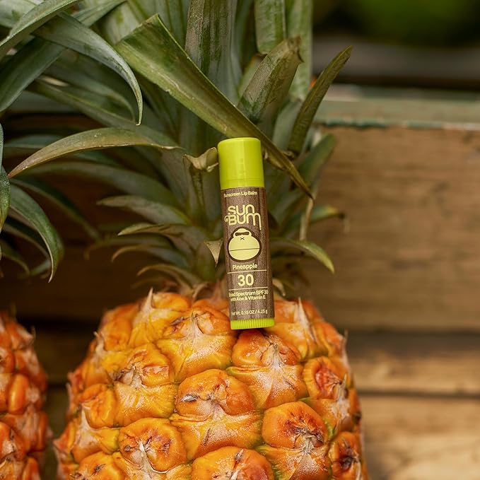 Sun Bum SPF 30 Sunscreen Lip Balm | Vegan and Cruelty Free Broad Spectrum UVA/UVB Lip Care with Aloe and Vitamin E for Moisturized Lips | Pineapple Flavor |.15 oz (Pack of 2)-BrightBean Baby