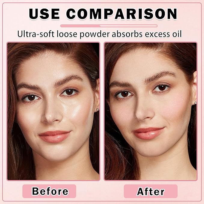 Pink Setting Powder Loose Powder Shimmer Finishing Powder Ultimate Blurring Setting Powder Long Lasting Oil Control Loose Face Powder for All Skin Tones-02 Pink-BrightBean Baby