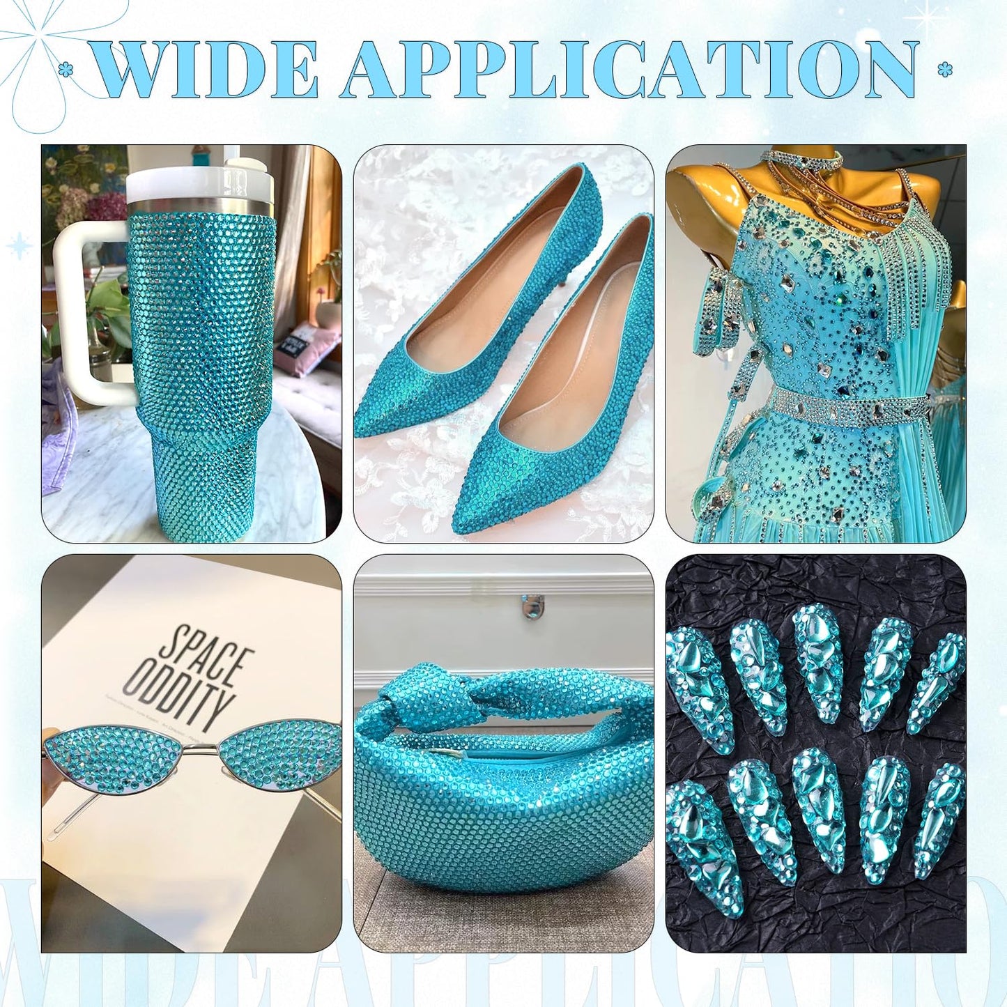 6000Pcs Resin Rhinestones for Bedazzling with 3Pcs B7000 Jewelry Glue, 1 Box Teal Blue Flatback Rhinestones for Crafting Crafts DIY, Crystals Gems for Clothing Shoes Tumblers Nail Art Makeup-BrightBean Baby