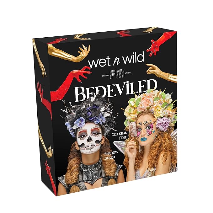 wet n wild Fantasy Makers Bedeviled Halloween PR Box - Makeup Set with Versatile Brushes, Unique Sponges,Vibrant Buildable & Blendable Palettes, & Lip Glosses for Unique Looks, Cruelty-Free & Vegan-BrightBean Baby