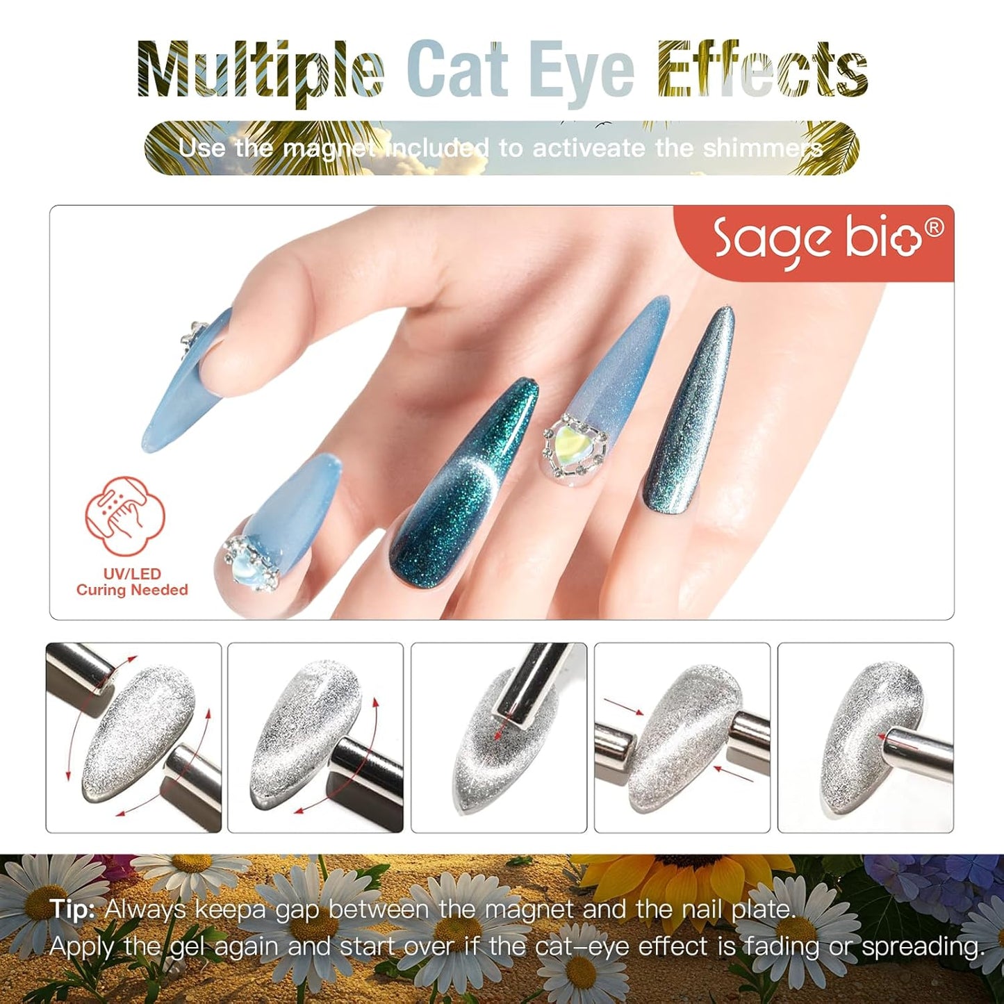 Cat Eye Gel Nail Polish, 15ml Magnetic Gel, High-Gloss Finish, Long-Lasting, DIY Manicure Kit with Magnet Stick, Stunning 3D Magnetic Effect, 04-BrightBean Baby