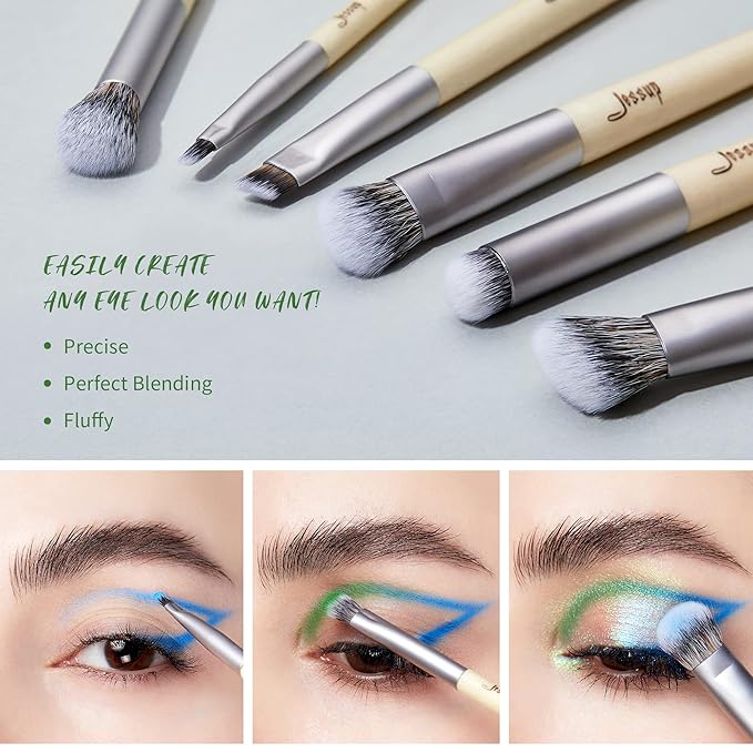 Jessup Vegan Makeup Brushes Set Premium Synthetic Powder Foundation Highlight Concealer Eyeshadow Blending Eyebrow Liner Spoolie Brush Set Burlywood 12pcs T327-BrightBean Baby
