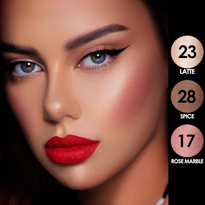 FOCALLURE 3 Pcs Cream Contour Sticks,Shades with Highlighter & Bronzer & Blush,Non-greasy Long-wear Face Contouring Pen,Easy to Sculpt the Face and Create a Lightweight Finishing Makeup,TAN-BrightBean Baby