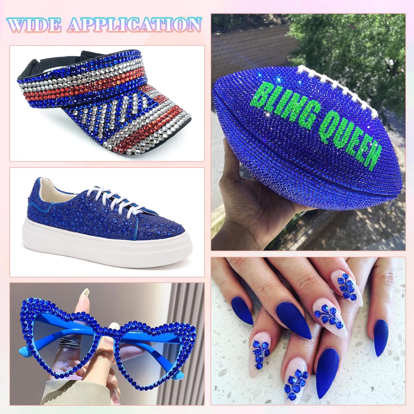 30000Pcs Resin Rhinestones for Bedazzling with 3Pcs B7000 Jewelry Glue, Royal Blue Flatback Gems Rhinestones for Crafting, Clothing Tumblers Mugs Shoes Fabric Decor Nail Art-BrightBean Baby