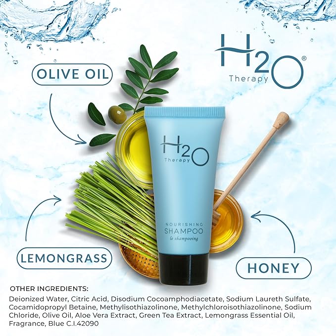 H2O Therapy Shampoo, Travel Size Hotel Hospitality, 0.85 oz (Case of 300)-BrightBean Baby