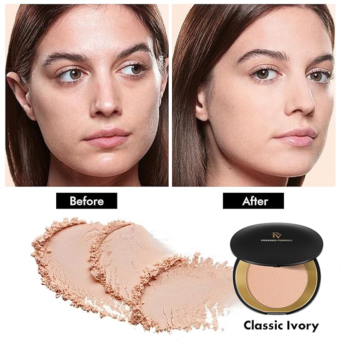 FV Matte Finish Pressed Powder, Long-Lasting, Lightweight, Oil-Control, Medium Coverage Baking Setting Powder for All Skin Types, 0.28 Oz, Classic Ivory-BrightBean Baby