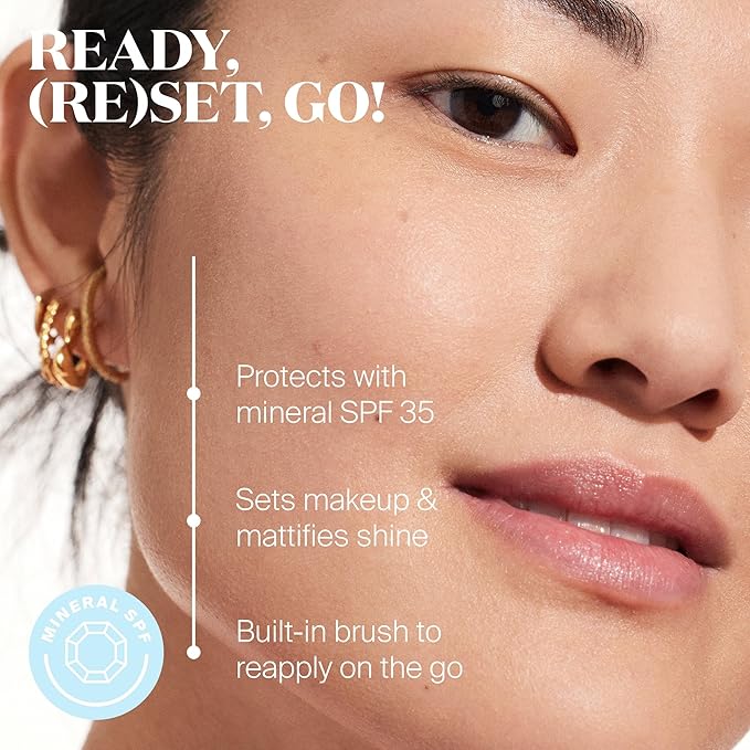 Supergoop! (Re) setting Mineral Powder, Deep - 0.15 oz - Makeup Setting Powder + Broad Spectrum SPF 35 PA+++ Sunscreen - With Ceramides, Olive Glycerides & Coated Silica Spheres-BrightBean Baby