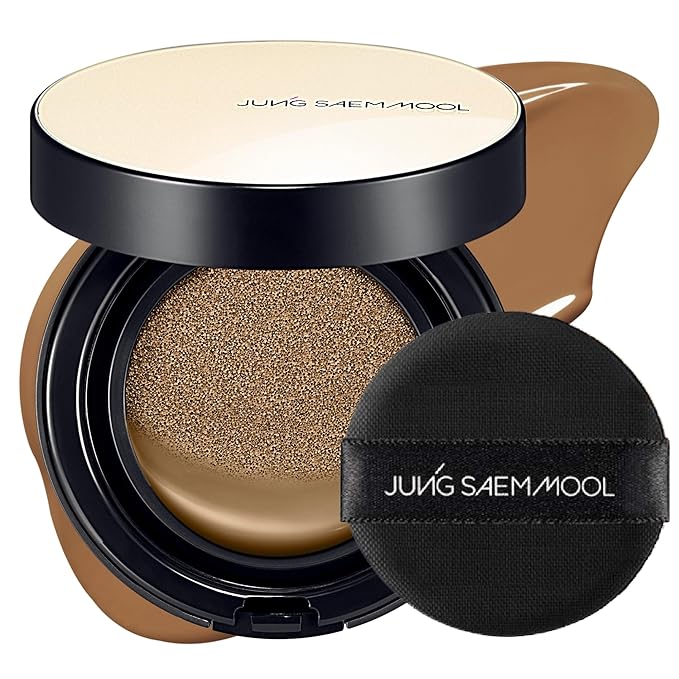 JUNG SAEM MOOL Essential Skin Nuder Cushion 34W Hazelnut 0.49 Fl Oz, No Refill, Natural Radiant Finish Cushion Foundation with Buildable Coverage, Lightweight Texture, Korean Foundation Makeup-BrightBean Baby