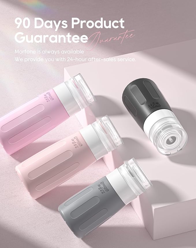 Morfone 16 Pack Silicone Travel Bottles Set for Toiletries TSA Approved Travel Containers Leakproof Squeezable Refillable Accessories 2oz 3oz for Shampoo Conditioner Lotion Liquids (Black Pink)-BrightBean Baby