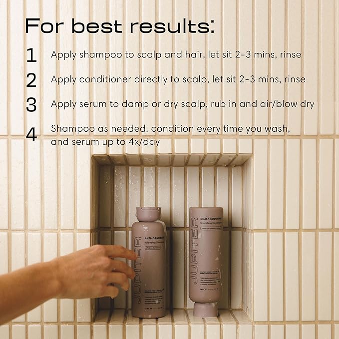 Jupiter Anti-Dandruff Shampoo, Conditioner, & Serum Advanced Set, Physician-Formulated for Dry, Itchy, Oily, Flaky Scalp Care, Color-Safe, Dry Scalp, Sulfate-Free-BrightBean Baby