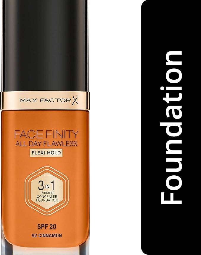 Max Factor Facefinity 3-in-1 All Day Flawless Foundation SPF 20#092 Cinnamon 7.05 Ounce-BrightBean Baby