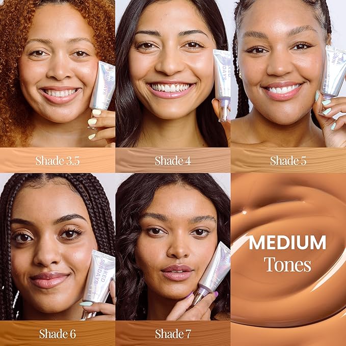 Naked Sundays BeautyScreen™ SPF 50 Mineral Peptide Foundation Tint – 2-in-1 Skin Tint & Mineral Sunscreen | Radiant, Buildable Coverage, Acne-Safe, Infused with Peptides (5 Tan Honey, 1.01 oz)-BrightBean Baby