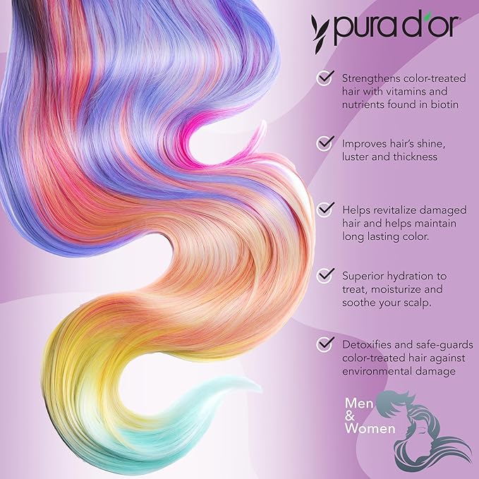 PURA D'OR 16 Oz ColorHarmony Purple Shampoo For Bleached, Blonde, Silver & Color Treated Hair - Keratin, Bamboo Fiber, No Sulfates, Select Natural Ingredients - Men & Women-BrightBean Baby