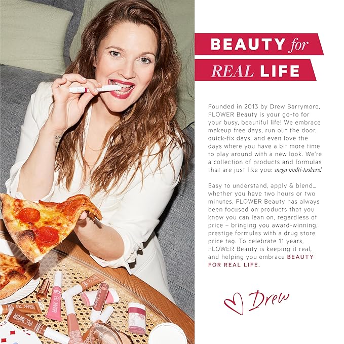 FLOWER Beauty By Drew Barrymore Liquid Blush Makeup Bomb Color Drops -Silky Lightweight Formula + Gel Cream Blush for Cheeks - Radiant + Glossy Finish - Buildable + Lightweight Formula - Cruelty-Free + Vegan (Cinnamon)