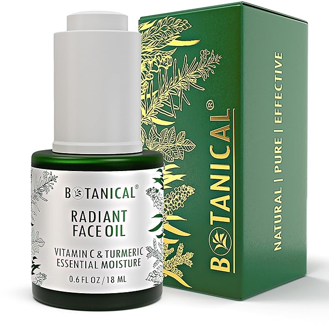 Botanical Radiant Face Oil | Skin Brightening Turmeric & Vitamin C Serum w/Gua Sha Lift Scraper | Organic, Pure, Natural Skincare (0.6 fl oz | 18 ml)-BrightBean Baby