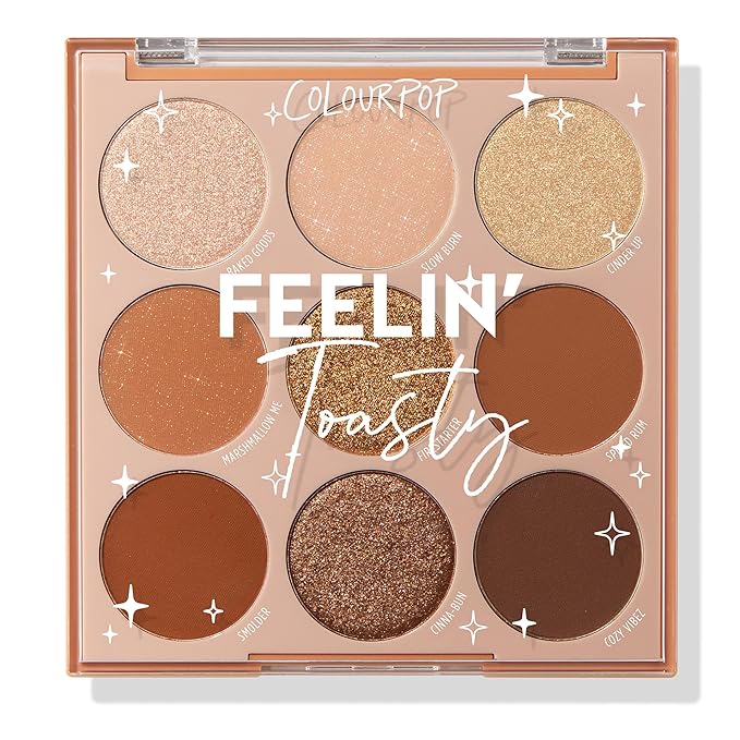 ColourPop Eyeshadow Palette - Eye Makeup Palette with Matte, Metallic, Matte Sparkle & Glitter Finishes - High-Pigment Eye Makeup with a Long-Wearing Formula - Feelin' Toasty (0.3 oz)-BrightBean Baby