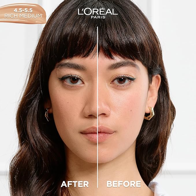 L'Oreal Paris True Match Nude Hyaluronic Tinted Serum Foundation with 1% Hyaluronic acid, Rich Medium 4.5-5.5, 1 fl. oz.-BrightBean Baby