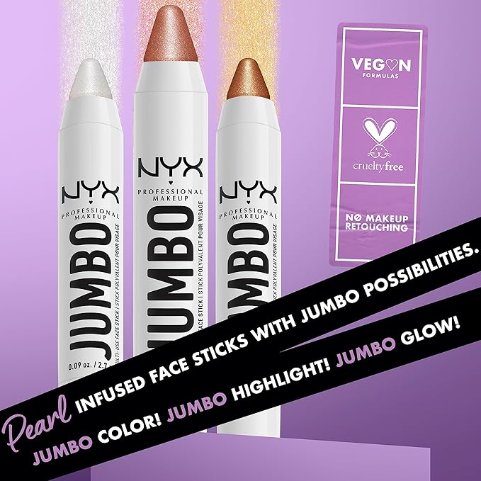 NYX PROFESSIONAL MAKEUP, Jumbo Multi-Use Face Highlighter Stick - Coconut Cake-BrightBean Baby