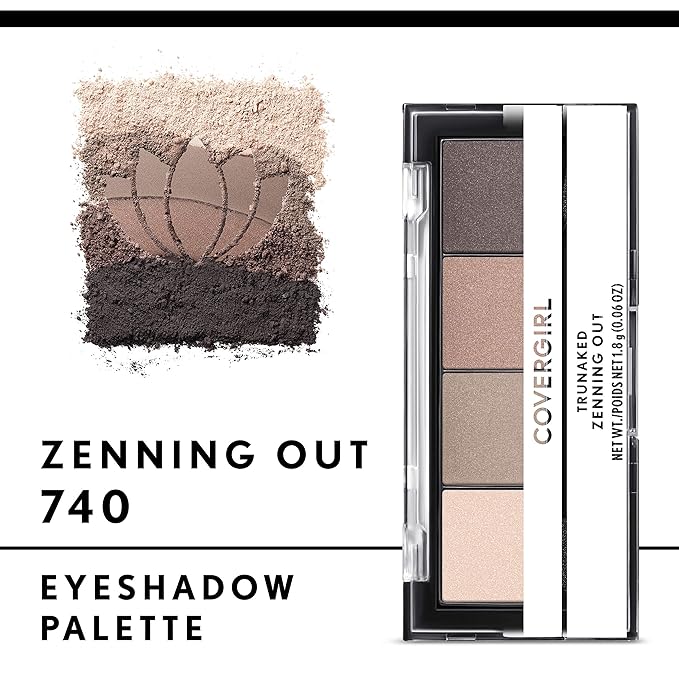 COVERGIRL TruNaked Quad Eyeshadow Palette, Zenning Out, 6 Shades, 0.06 Fl Ounces, Shimmer Fade-Proof Formula, Pigmented Shades
