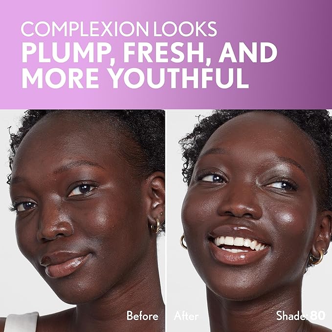 Covergirl Simply Ageless Skin Perfector Essence Foundation, 80 Deep, Tinted Skin Perfector, Skincare Makeup Hybrid, Sheer Tint, Radiant Finish, Skin-Like Finish, Vegan Formula, 1.0oz-BrightBean Baby