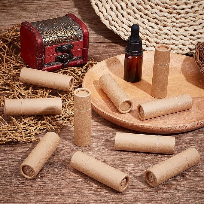 NICENEEDED 10 PCS Paperboard Lip Balm Tubes Set, Refillable Paper Lipstick Tube, Round Cardboard Empty Lip Gloss Container for DIY Lip Gloss Balm and Chapsticks-BrightBean Baby