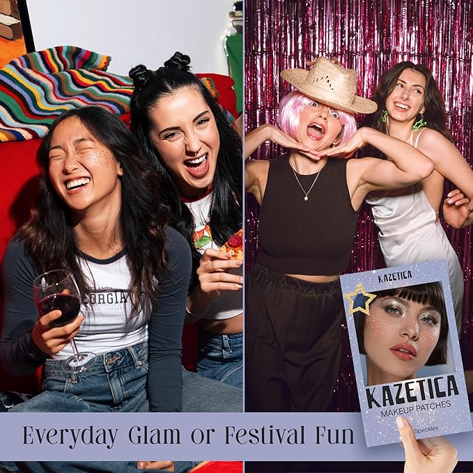 Glitter Freckles Face Tattoo, 10 Pcs Silver Face Glitter Freckles for Women, Festival Outfits for Women Rave Accessories Fake Tattoos, Sparkle Makeup Patches, Waterproof Speckles Patches,Mini Makeup-BrightBean Baby