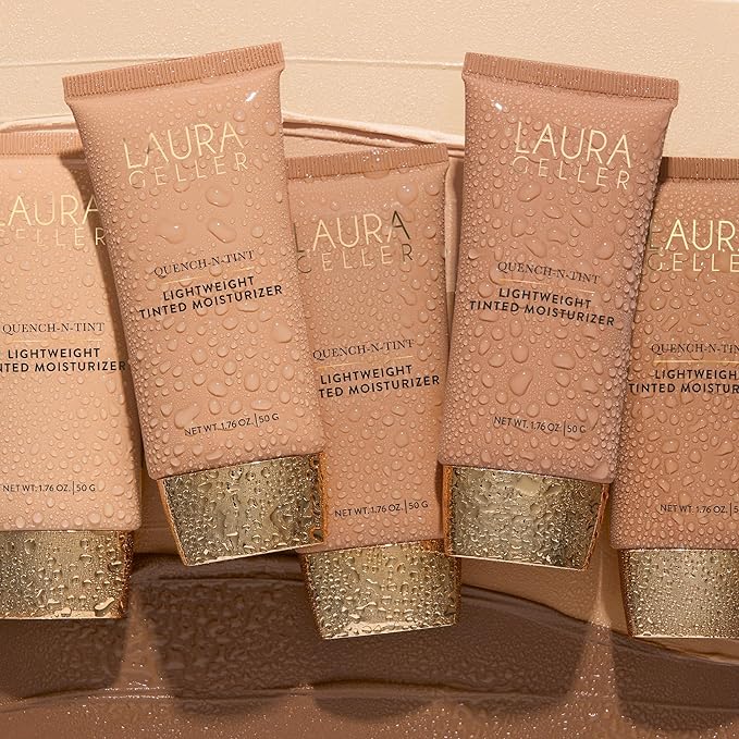 LAURA GELLER NEW YORK Quench-n-Tint Hydrating Foundation - Light/Medium - Sheer to Light Buildable Coverage - Natural Glow Finish - Lightweight Formula with Hyaluronic Acid-BrightBean Baby
