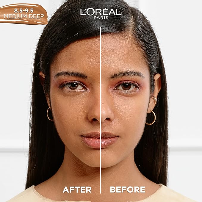 L'Oreal Paris True Match Nude Hyaluronic Tinted Serum Foundation with 1% Hyaluronic acid, Medium Deep 8.5-9.5, 1 fl. oz.-BrightBean Baby