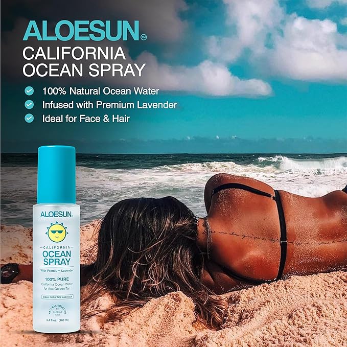 Ocean Spray | Pure California Sea Salt Water Face Mist Infused with Organic Lavender Essential Oil for Tanning | Hair & Scalp Exfoliating Solution | Facial Moisturizer | Travel Size 3.4 Fl Oz-BrightBean Baby