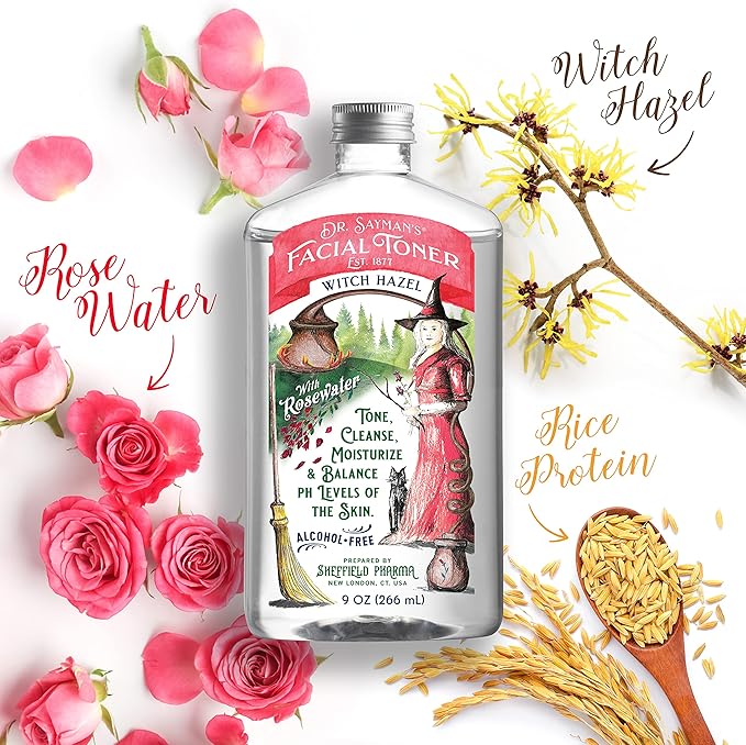 Dr. Saymans Alcohol-Free Facial Toner with Witch Hazel, Rosewater & Rice Protein, Removes Impurities & Hydrates Your Face, 9 oz-BrightBean Baby