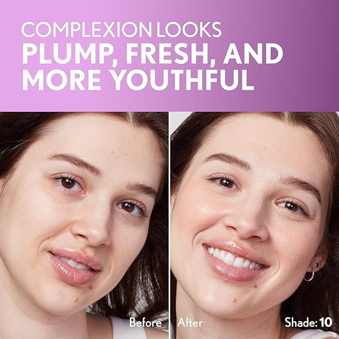 Covergirl Simply Ageless Skin Perfector Essence Foundation, 10 Fair, Tinted Skin Perfector, Skincare Makeup Hybrid, Sheer Tint, Radiant Finish, Skin-Like Finish, Vegan Formula, 1.0oz-BrightBean Baby