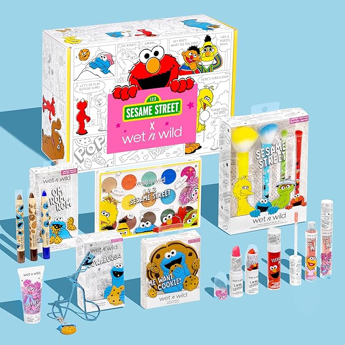 wet n wild Sesame Street Limited Edition PR Box - Makeup Set with Versatile Brushes, Vibrant Buildable & Blendable Palettes & Lip Glosses for Unique Looks, Cruelty-Free & Vegan-BrightBean Baby