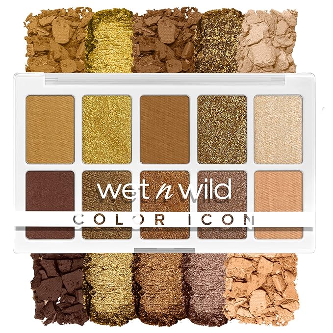 wet n wild Color Icon 10-Pan Eyeshadow Makeup Palette, Yellow Call Me Sunshine, Long Lasting, Shimmer, Metallic, Glittery, Matte, Rich Smooth Pigment, Cruelty Free-BrightBean Baby