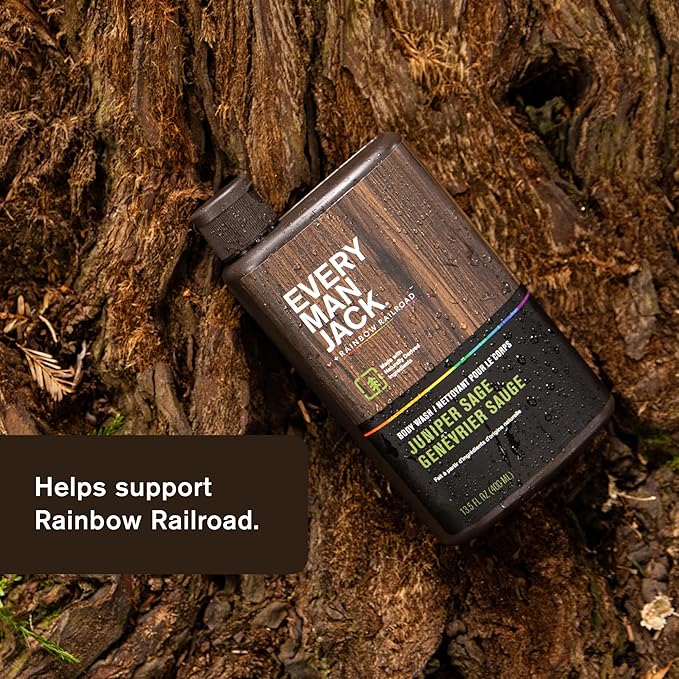 Every Man Jack Hydrating Body Wash for all skin types - Juniper Sage fragrance - Naturally Derived Ingredients - Cleanse, Nourish, and Hydrate Skin -Paraben Free, Phthalate Free, Dye Free-13.5oz - 2pk-BrightBean Baby