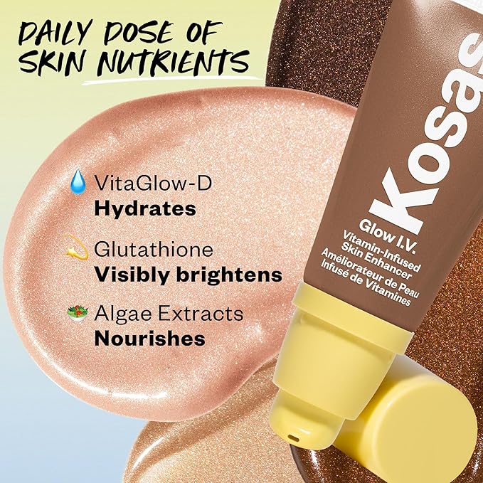 Kosas Glow I.V. Vitamin-Infused Skin Enhancer Face Makeup - Tinted Beauty Highlighter for a Healthy Glow - Illuminate-BrightBean Baby