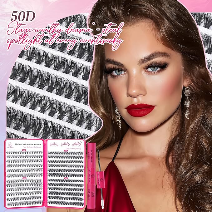 Waltz Lash Clusters Kit - Lash Clusters Lash Extension Kit with Bond and Seal Eyelash Cluster 20D30D40D50D-0.07D Cluster Eyelash Extensions Eyelash Extension Kit DIY at Home-BrightBean Baby