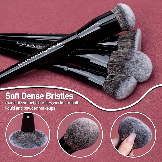 Bueart Design 19Pcs Professional Grade Labeled Makeup Brushes Set, Large Foundation Powder Contour Concealer eyeshadow Blush EyeLiner Make up Brushes,Premium Synthetic hair,Vegan Cruelty-free-BrightBean Baby