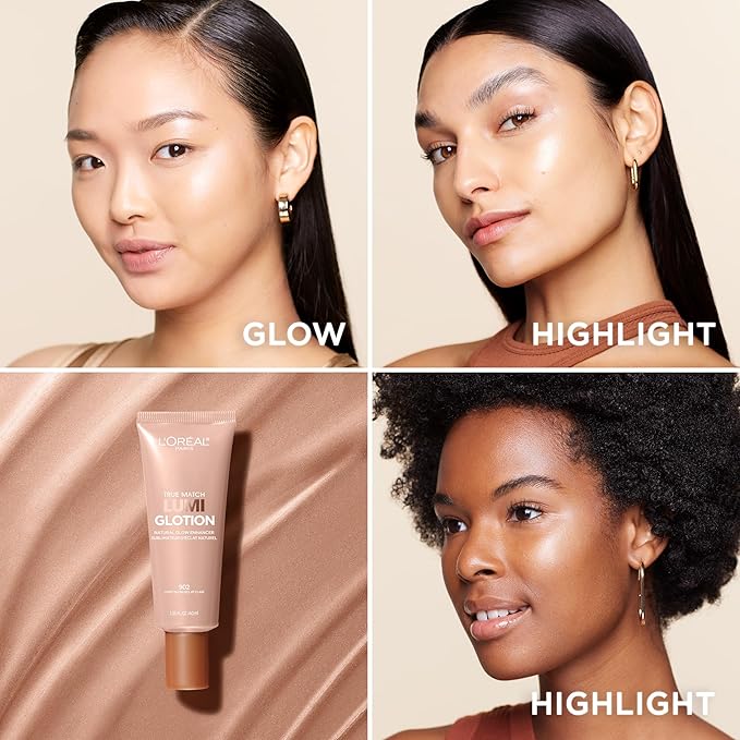 L'Oreal Paris Makeup True Match Lumi Glotion, Natural Glow Enhancer, Illuminator Highlighter, Bronzing Drops For a Sun-Kissed Glow, 902 Light-BrightBean Baby