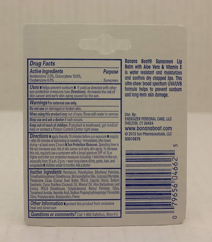 Banana Boat Spf#45 Lip Balm Sunscreen 0.15 Ounce (12 Pieces) Strip (4ml)-BrightBean Baby