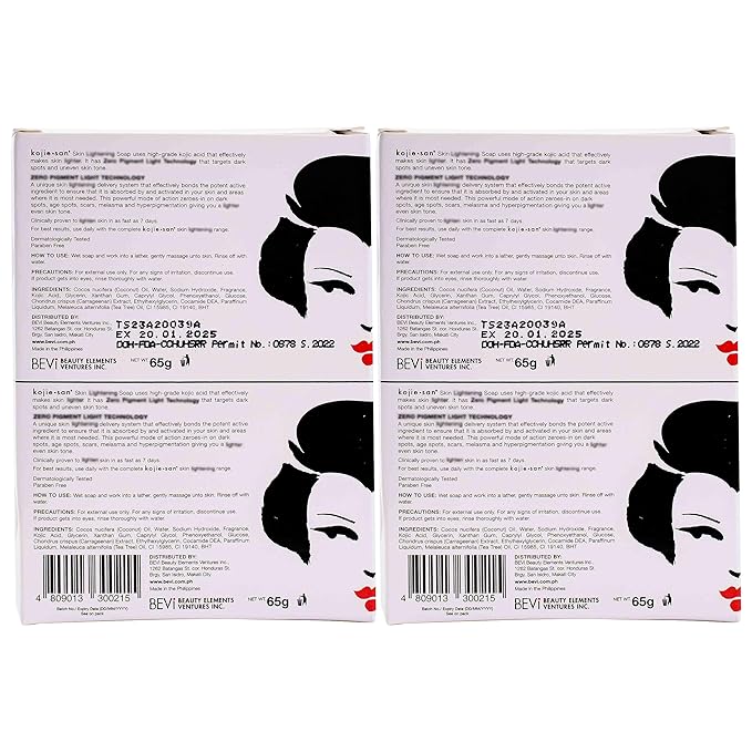 Kojie San Skin Brightening Brush Set - Original Kojic Acid Soap That Helps Reduces Dark Spots & Other Types of Skin Damage – 65g x 6 Bars and Relumins Deep Pore Facial Cleansing Brush-BrightBean Baby