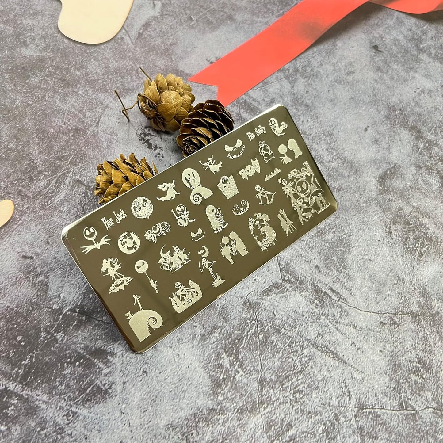 Halloween Nail Stamping Plate Nightmare Before Christmas Nails Stamping Kit The Day of Dead Ghost Holiday Nail Stamping Plate Nail Stamper Kit for Women Girls DIY Salon-BrightBean Baby