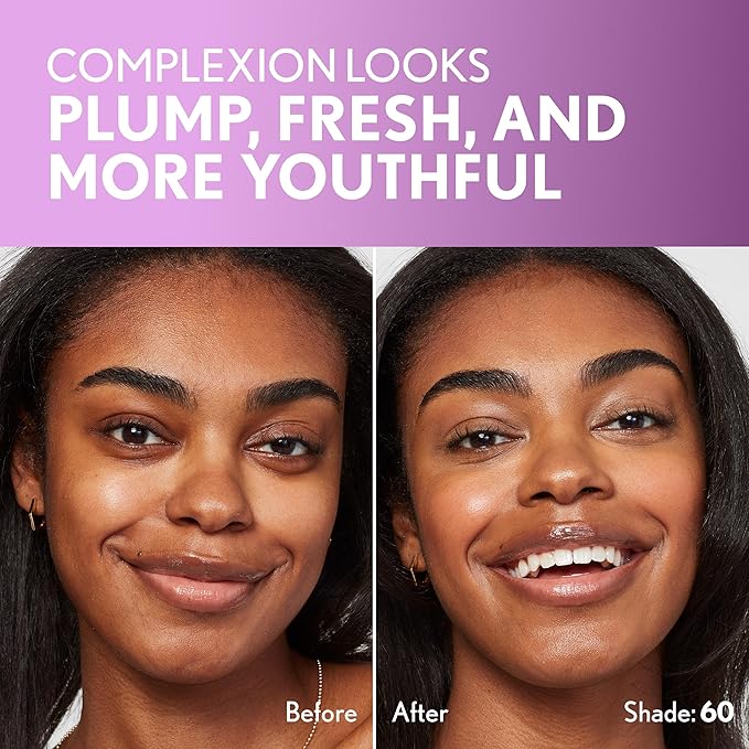 Covergirl Simply Ageless Skin Perfector Essence Foundation, 60 Tan, Tinted Skin Perfector, Skincare Makeup Hybrid, Sheer Tint, Radiant Finish, Skin-Like Finish, Vegan Formula, 1.0oz-BrightBean Baby