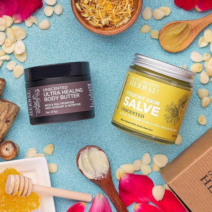 Ora's Amazing Herbal, Eczema Treatment, Touchy Skin Salve, Ultra Healing Body Butter, Organic Calendula for Skin, Herbal Salves, Unscented Skin Care-BrightBean Baby