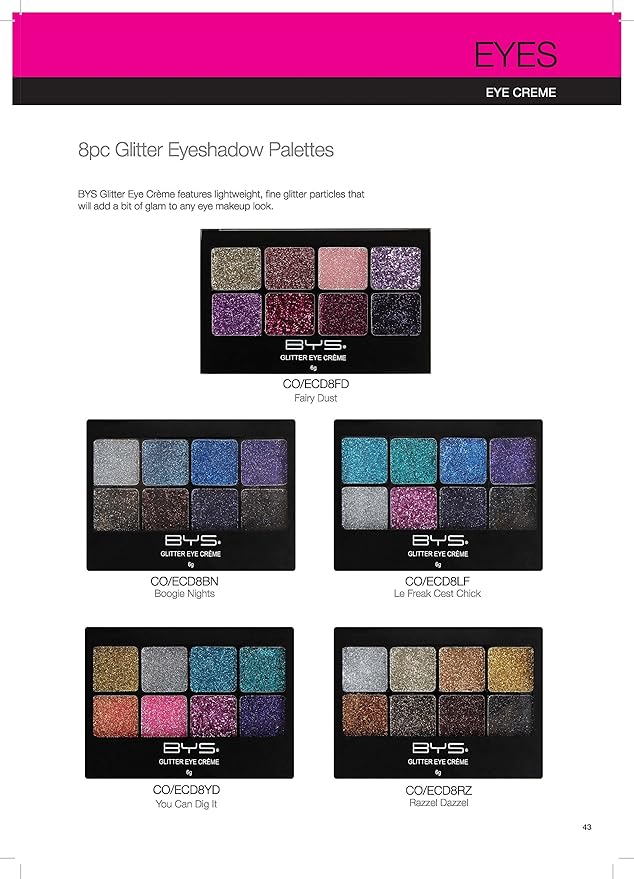 BYS Glitter Gel Makeup Palette 8 shades - Razzle Dazzle-BrightBean Baby